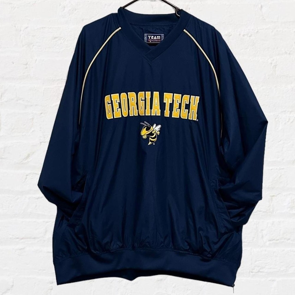 Team Edition Georgia Tech Yellow Jackets Navy Blue V-Neck Windshirt Mens 2XL